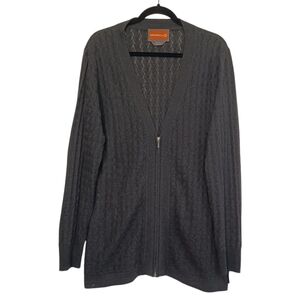 MERRELL Gray Knit Print Long Sleeve Zipper Front Cardigan Sweater X-Large